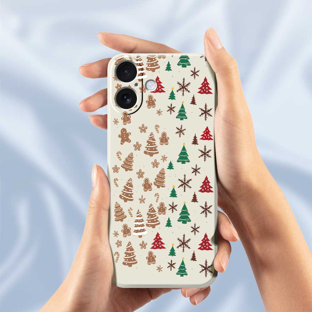 For iPhone 17 Case Christmas Tree Gingerbread Pattern Printing Straight Edge TPU Phone Back Cover