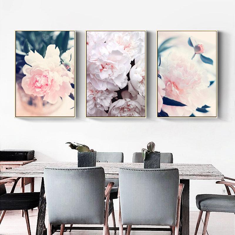 Wall Art Pink Flowers Posters and Prints Canvas Painting Aesthetic Room Decor Obrazy Plakaty Na Sciane Toile Murals Home Decor