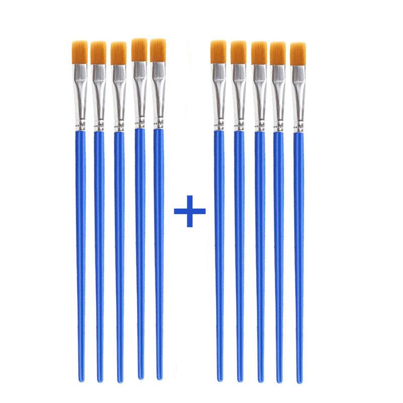 10pcs DIY Artist Paint Brushes for Kids Round Flat Miniature Nylon Hair Acrylic Watercolor Gouache Art Kits