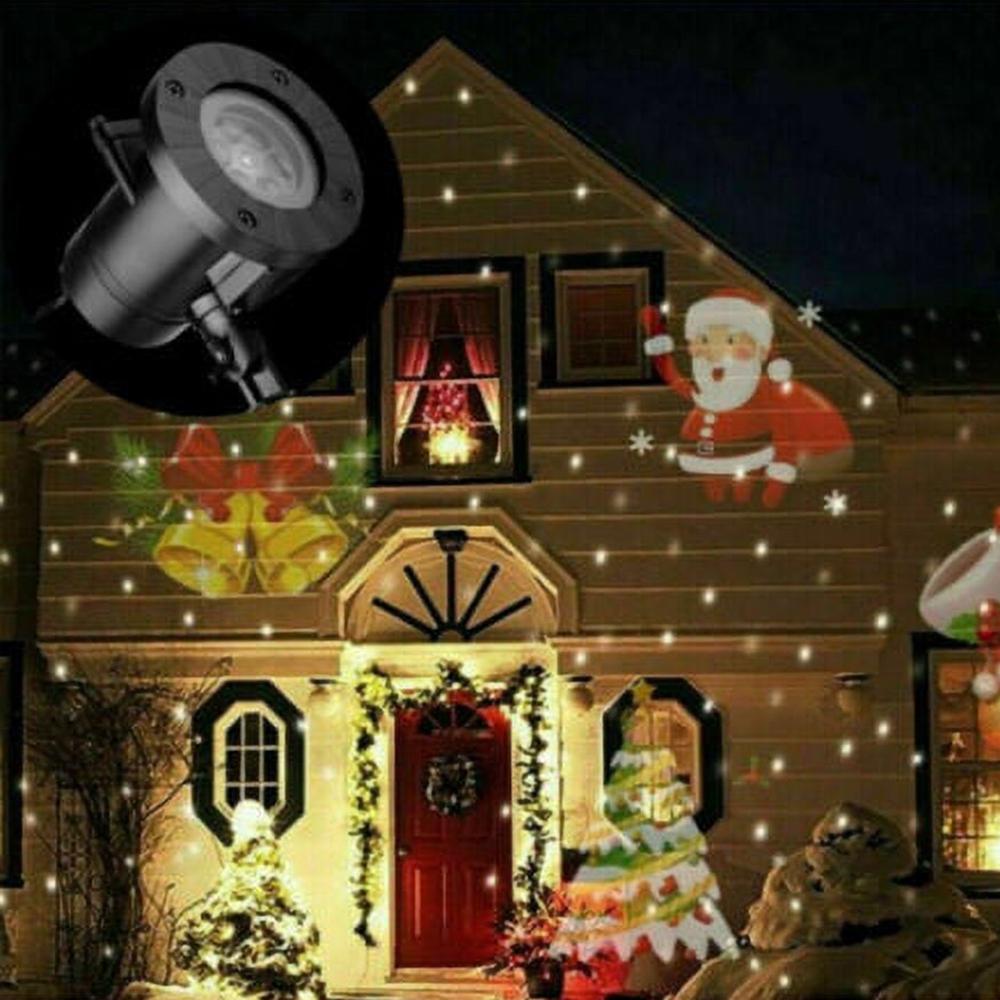 Outdoor Snowflake LED Projector Light 12 Patterns Christmas Holiday Party Waterproof Sound Activated Decor Gift Light