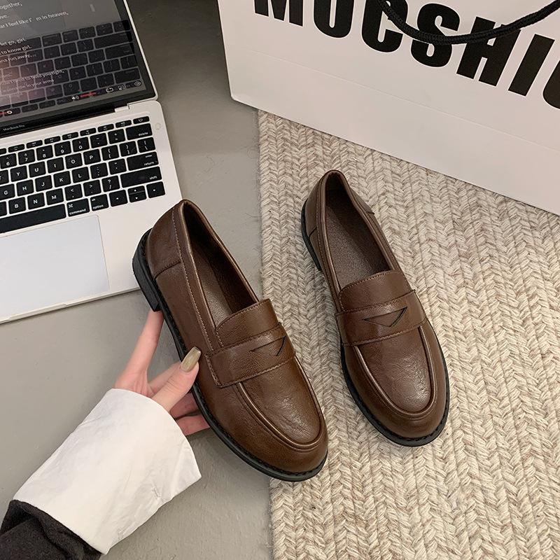 

Весна 2025 года, новые ретро-туфли в британском стиле на толстом высоком каблуке, женские туфли JK с одной педалью, кожаные туфли, одинарные туфли 39 темно-коричневого