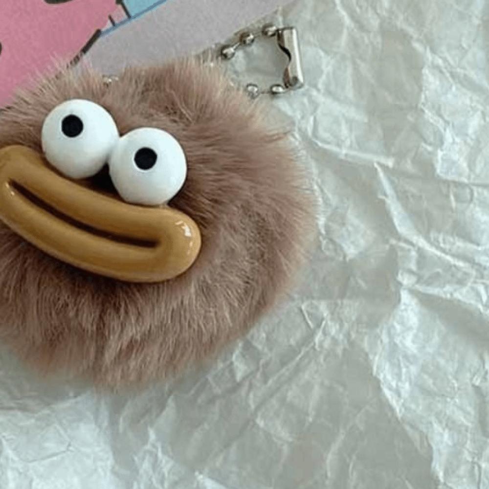 Mini Sausage Mouth Keyring Cartoon Big Mouth Plush Pendant Funny Clown Keychain  Backpack Decor