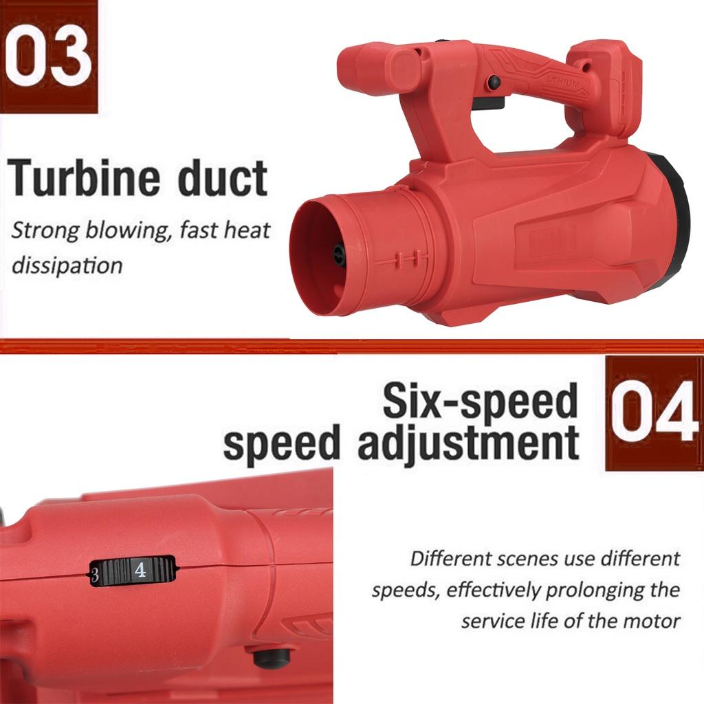 Red/Black 20000RPM 388VF Electric Cordless Blower Air Snow Blower Dust Collector Blowing Sweeper Garden Tools For 18V Battery 3800W