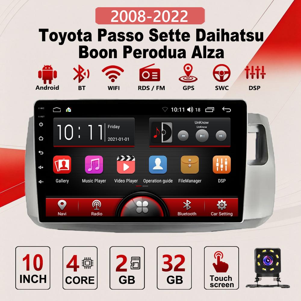 2Din Android Car-Play Car Radio,Toyota Passo Sette Daihatsu 2008-2022,Multimedia Player Head Unit Stereo GPS Navigation BT WIFI,2+32GB