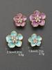 4/10Pcs/Pack 18Mm 23Mmblue Purple Flower Inlaid With Rhinestone Metal, High-End Button Sweater, Clothing, Jewelry Accessories