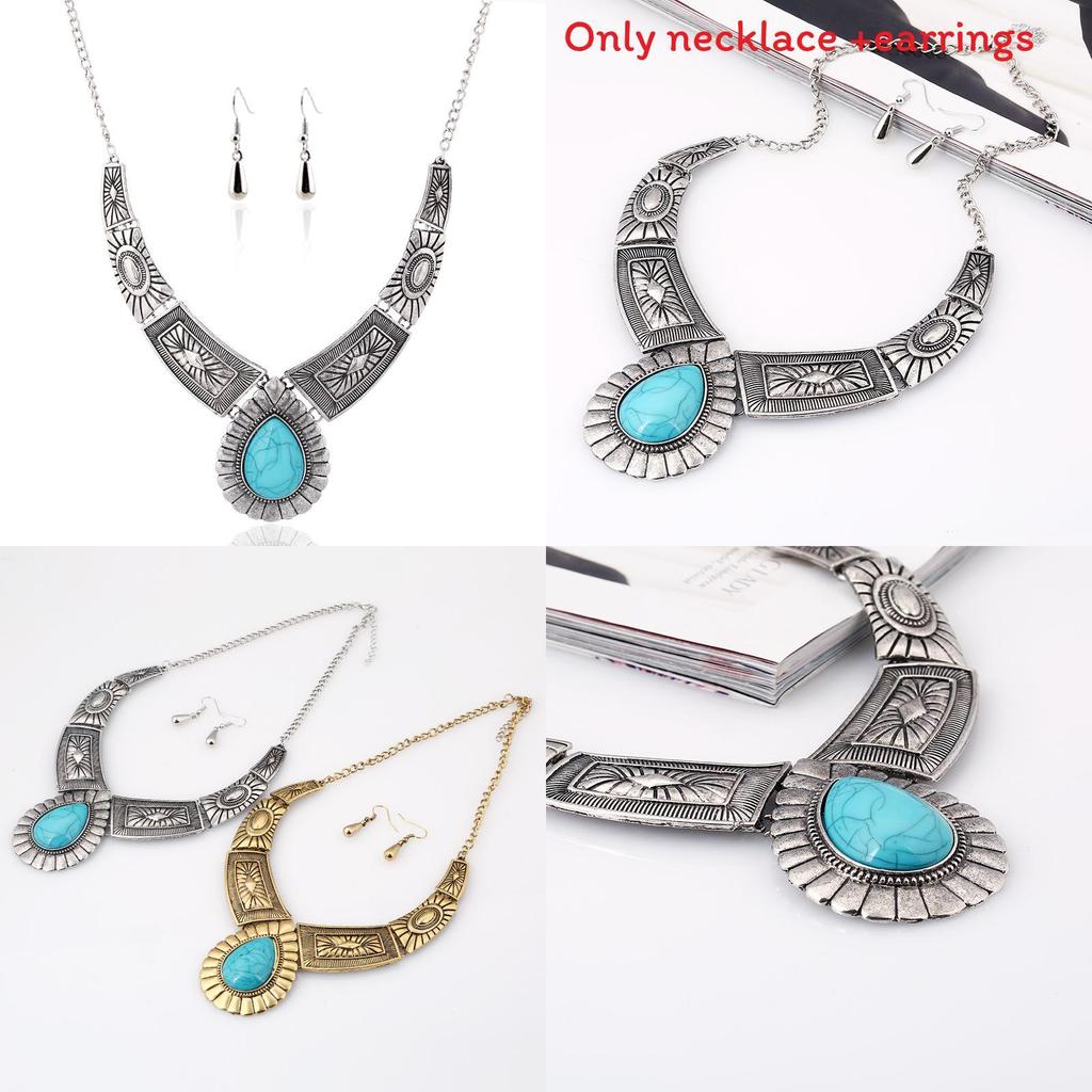 Retro Geometriskt Legeringshalsband Med Vattendroppshänge För Modefans