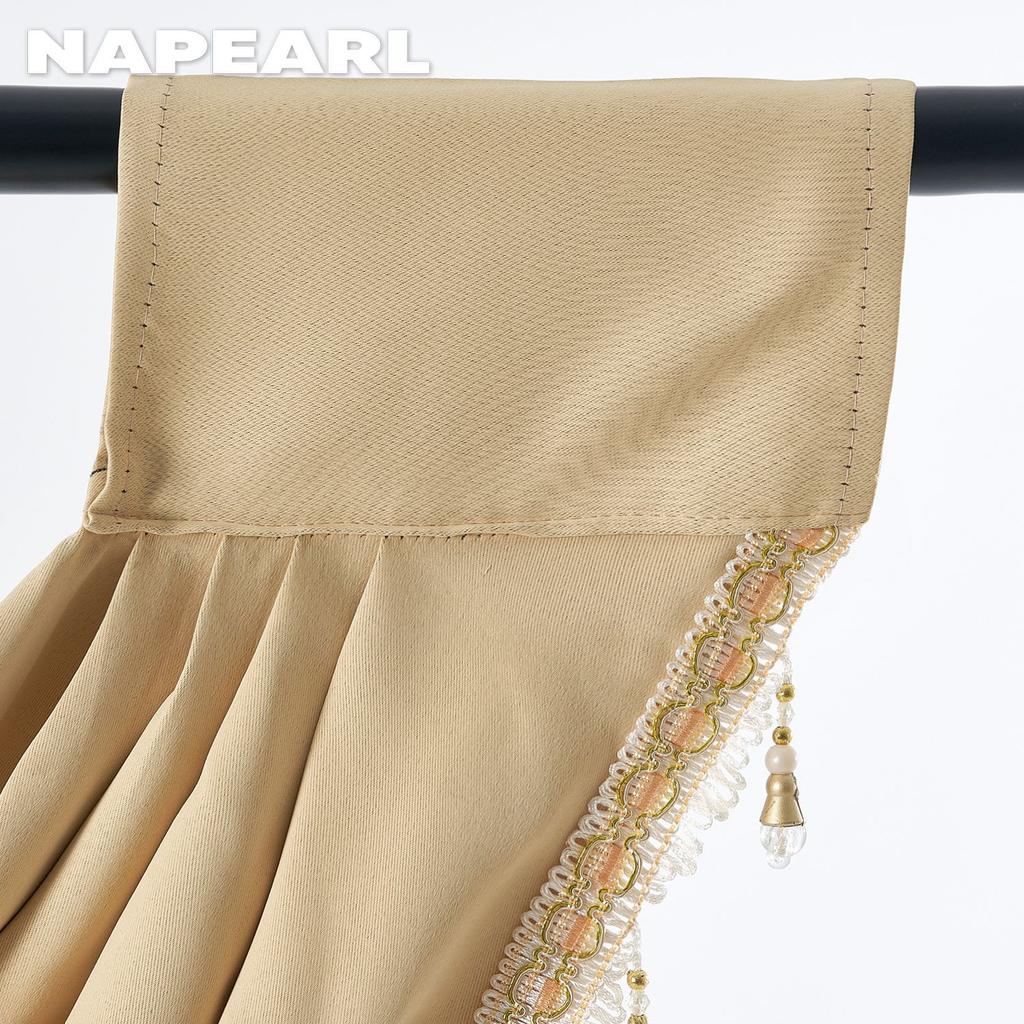 1 STK NAPEARL European Luxury Ensfarget Blondestrimmet gardinhode for småvindudekor 70x42cm