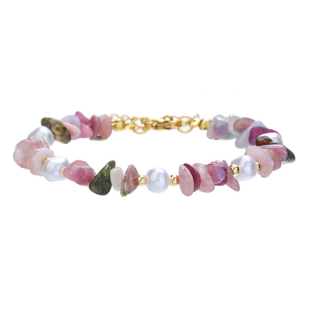 Natural Irregular Crushed Stone Beaded Bracelet Women Vintage Handmade Pearl Chain Jewelry Strings Girls Friendship Braslet