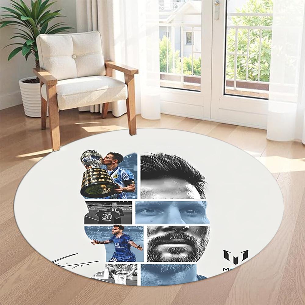 Messi Round Floor Rug Suitable for Playrooms Living Rooms Dining Room Game Room Anti-slip Round Rug Decorate Offices Perfect Gift for Women Men