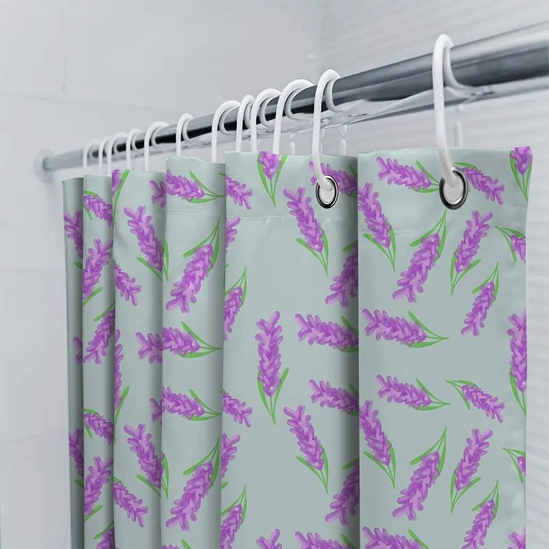 Floral Shower Curtain Botanical Nature Lavender Plants Bathroom Decor Waterproof Fabric Vintage Farmhouse Style Home Textile