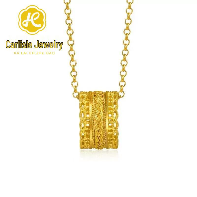 Shuibei 999 Fine Gold Slim Waist Necklace: 3D Hard Gold Women's Pendant Charm, Popular Live Broadcast Hot Seller.