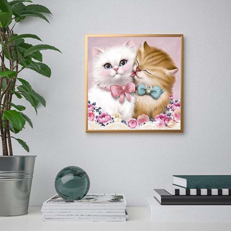 DIY Cat 5D Diamond Painting Full Round Drill Rhinestone Animal Diamond Embroidery Cross Stitch Mosaic Home Decor Wall Art