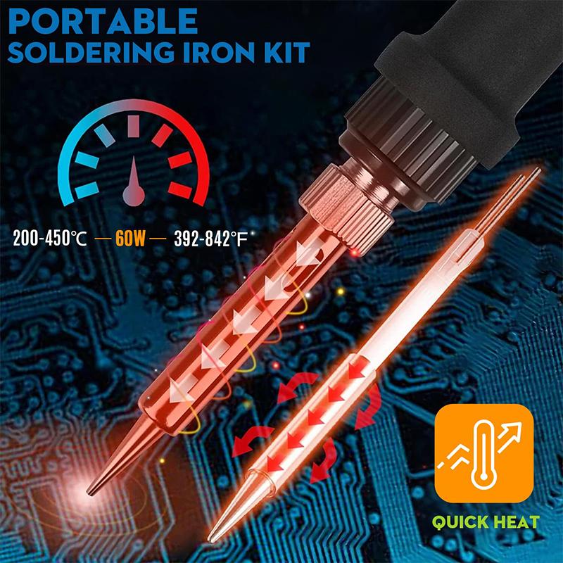 1-9Pcs Master Repair Soldering Station, 60W Adjustable Temperature 220V, Electric Heat Pencil with Interchangeable Tips