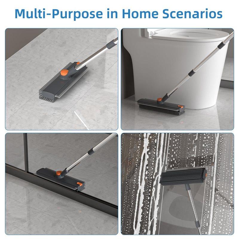 ABMH-Long-Handled Bathroom Floor Brush Long-Handled Stiff Brush Three-In-One Cleaning Brush Floor Scrub Brush