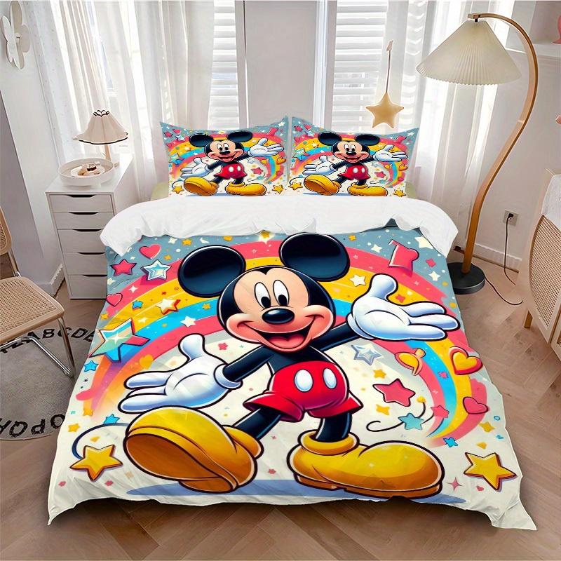 

3pcs set Mickey Mouse, Rainbow, Stars print bedding quilt cover, soft and comfortable quilt cover suitable for bedroom and guest room33 135x200cm