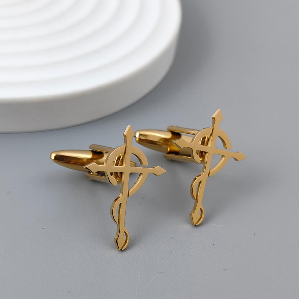 2026 new rescue logo gold-plated stainless steel cufflinks, suit shirt cuffs, business formal accessories 3 color set