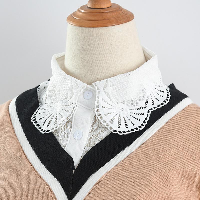 Summer Lace Floral Shirt Detachable Collar for Girls Half Shirt Blouse Fake Collar Lapel Detachable Neckwear Collar Decorative