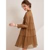 Women's Elegant Lyocell Blend Tie-Waist Midi Dress