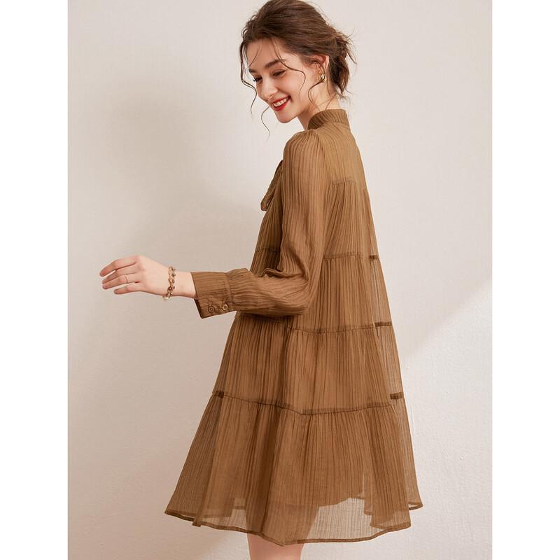 Women's Elegant Lyocell Blend Tie-Waist Midi Dress