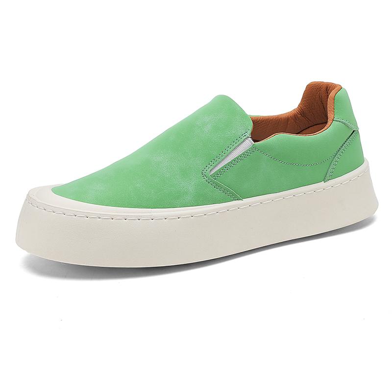 Classic Fashion Green Shoes for Men Comfortable Platform Leather Loafers Men Slip-on Casual Shoes Men 2024 Zapatos Para Hombres