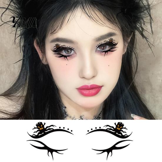 Vodotěsné obličejové tetování Halloween dočasné pro ženy, sada make-upu s dýní a pavučinou, samolepky na oční art, dekorace na maškarní ples, karneval, cosplay