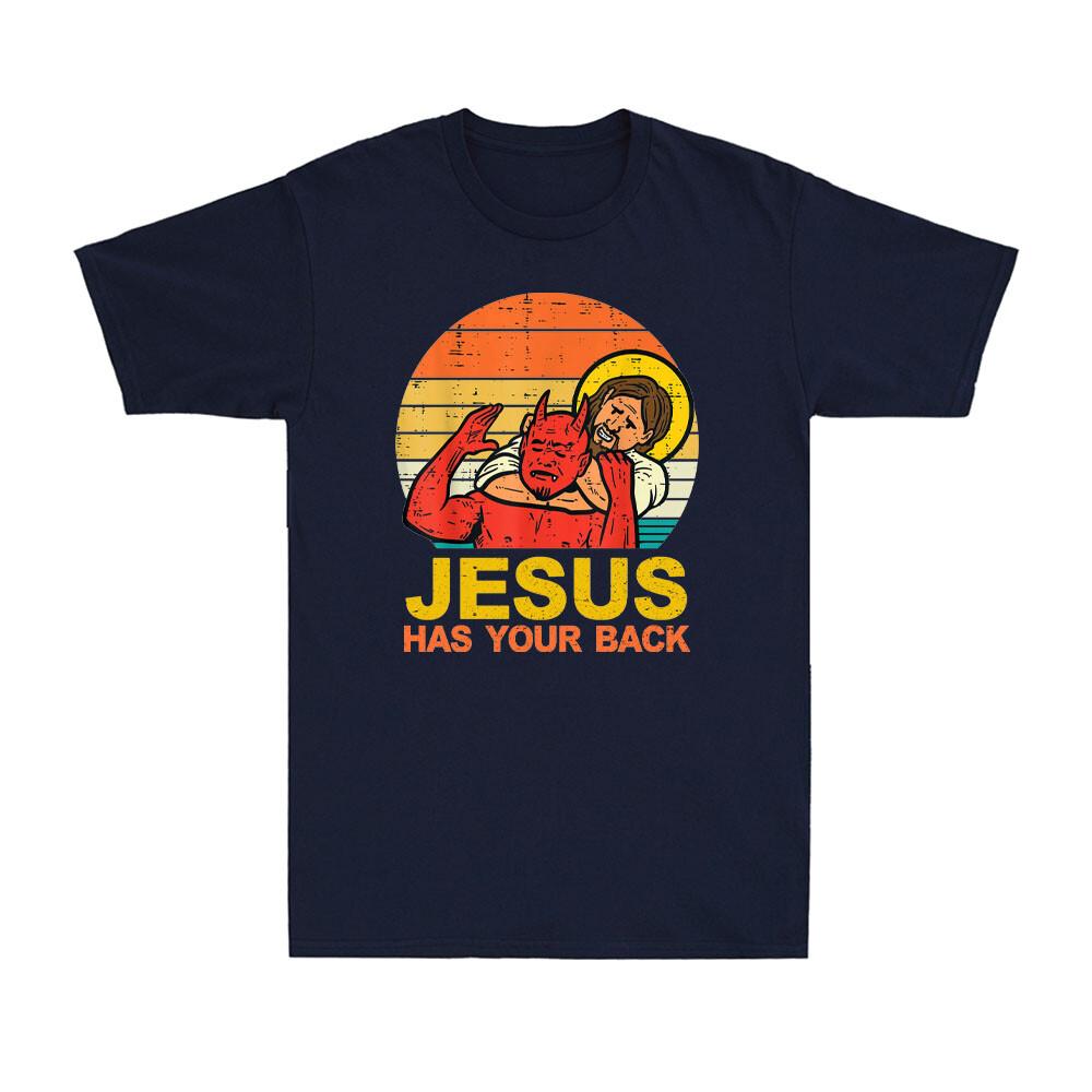 Jesus Has Your Back Funny Jiu Jitsu Retro Christian Vintage Unisexs Tshirt