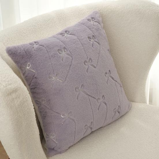 Throw Pillowcase Bowknot Pattern Hidden Zipper Wrinkle Resistant Pillow Cover Bedroom Living Room Sofa