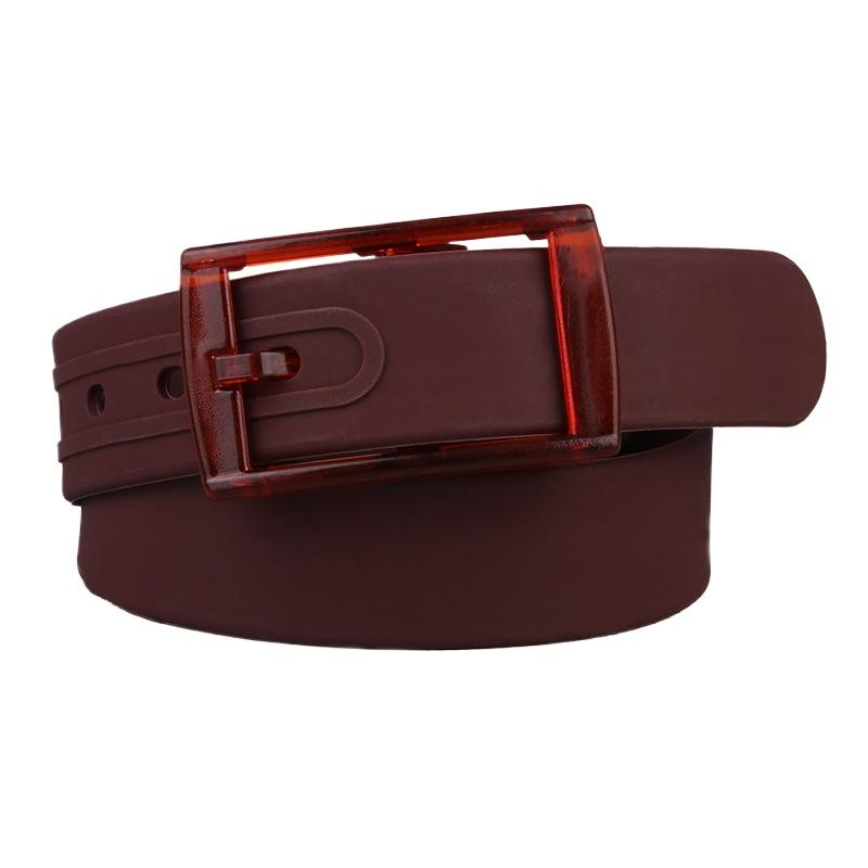 Plain Candy Colors Silicone Rubber Leather Wavy Shape Belt Plastic Buckle Cute Without Metal Belts for Men and Women Waistband