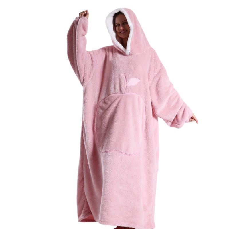 Zimowy Sweter z Kapturem Koc do Noszenia Unisex Oversize Koc z Rękawami Duża Kieszeń Ciepły Przytulny Miękki Koc Koc dla Dorosłych do Telewizji