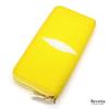 [Revetta] Stingray Leather Long Wallet, Yellow, Caviar Pearl Finish, Round Zipper, Genuine Leather, Women's, with Strap [233stw-2]