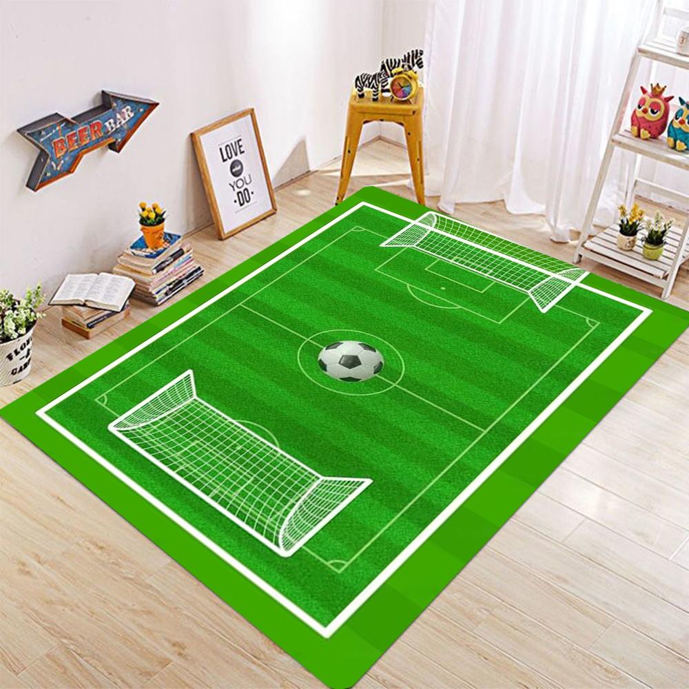 Football Field Pattern Carpet for Living Room Bedroom Kids Play Area Sports Floor Mat Anti Slip Doormat  Suitable for Home Decor