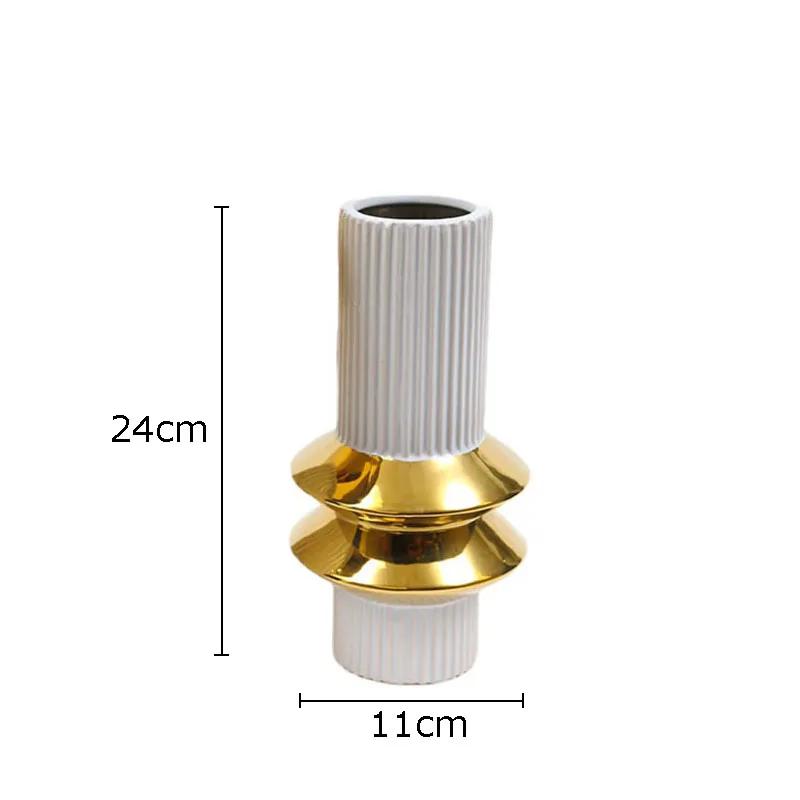 

Creativity Tower Shape Gold-plated Ceramic Vase Artificial Flowers Decorative Flower Arrangement Desk Decoration Floral Vases