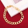 Copper 18K Gold Color Classic 6MM Chain Bracelet Neckalce for Women Men Wedding Jewelry Set