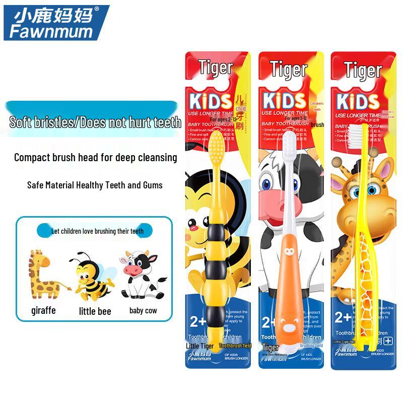 Little Deer Mom Kids Soft Bristle Toothbrush 4-Pack