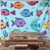 Colorful Cartoon Fish and Ocean Pattern Pattern Wall Hanging Tapestry Decorative Tapestry Home Decor for Bedroom and Living Room