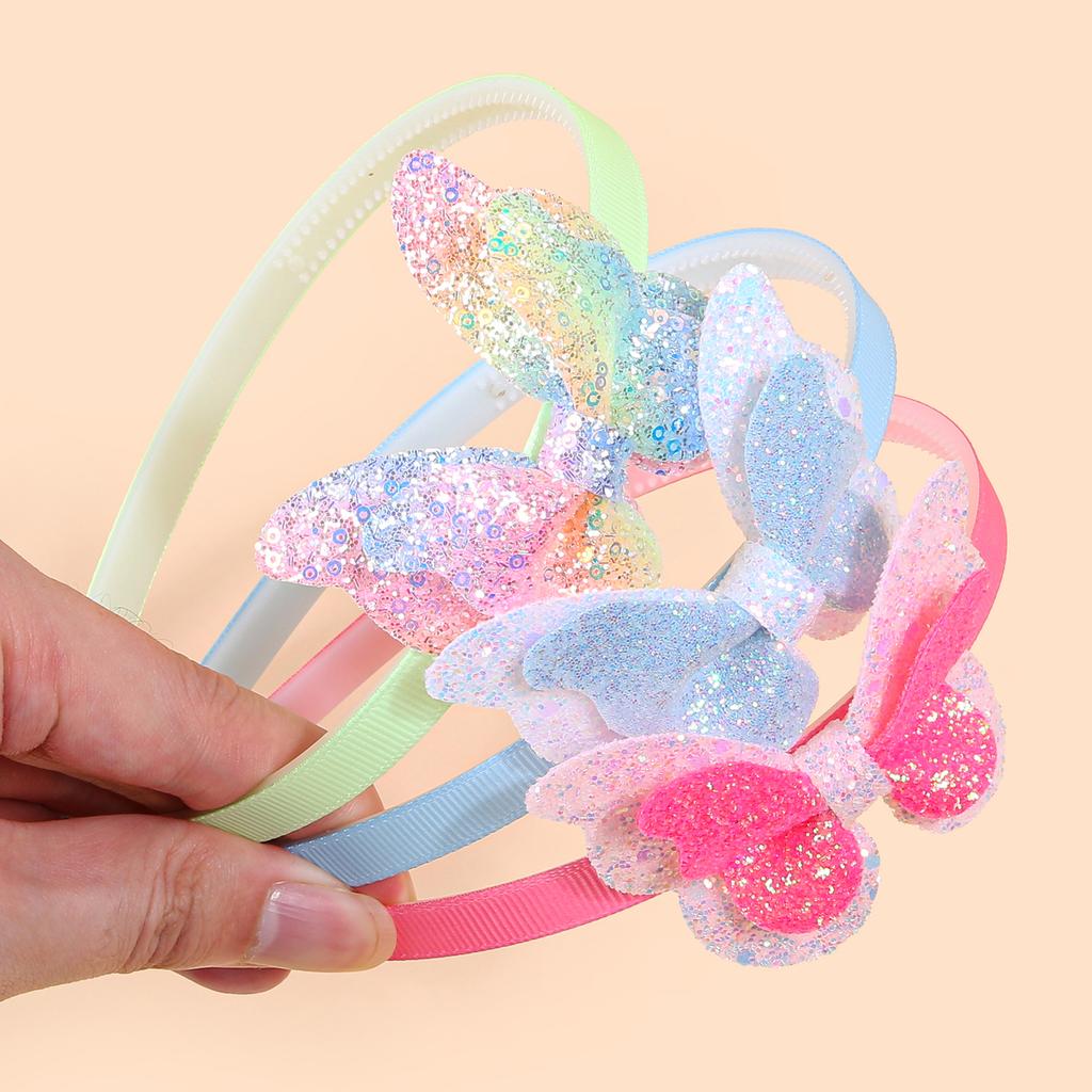 3pcs Glitter Hair Bows Headbands for Girls Kids Plastic Hairbands Sparkly Butterfly Bows Headband Children Hair Aceessories
