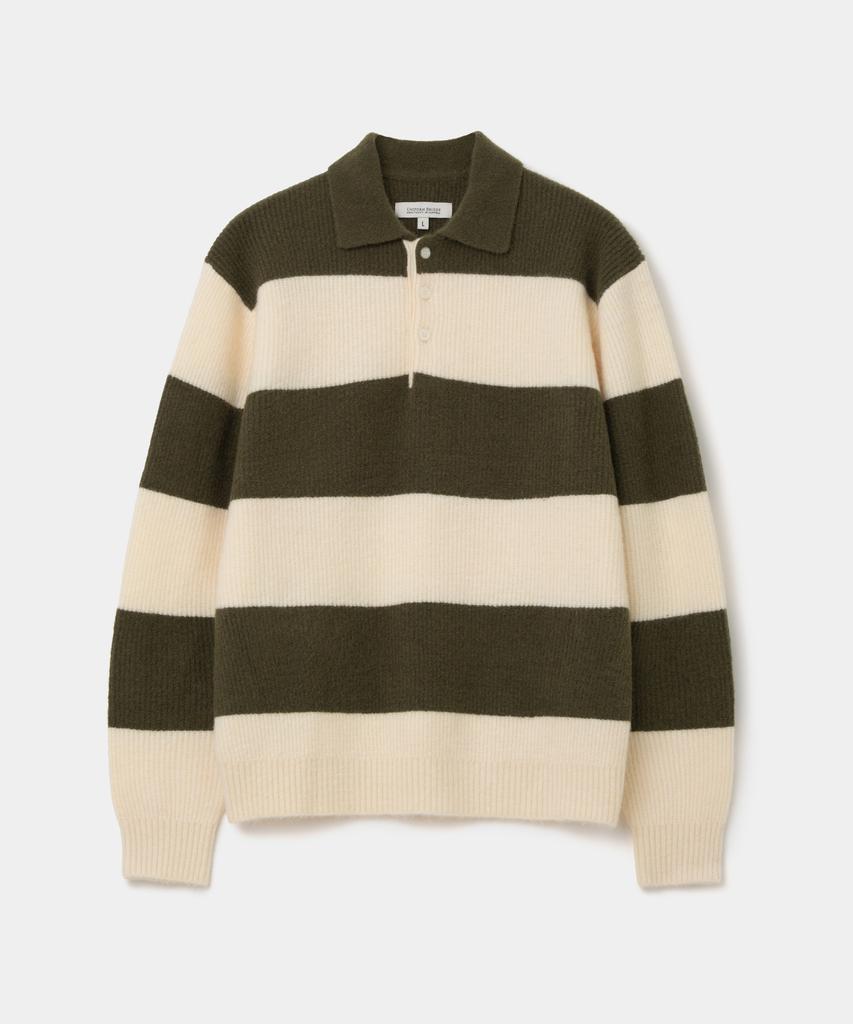 UNIFORM BRIDGE Collar Rugby Knit Olive