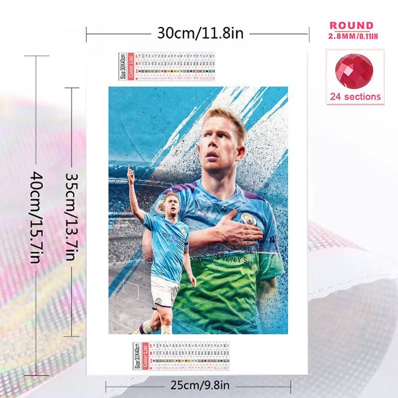 Kevin De Bruyne Pattern 3pcs 100% Round Full Drill 5D DIY Diamond Painting Embroidery Cross Stitch Rhinestone Décor