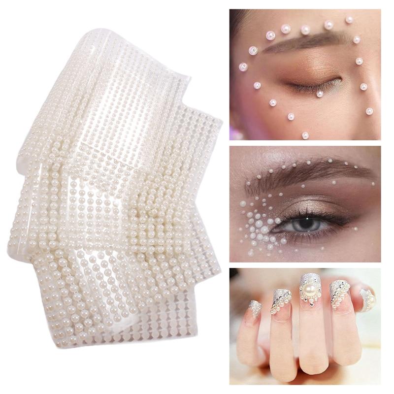 3mm/4mm/5mm/6mm 3D Pearl Face Jewels Eyeshadow Stickers Self Adhesive Face Body Eyebrow Diamond Nail Stickers Decoration
