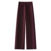 Ancola Women's 2024 Red Fleece-Lined Wide-Leg Sweatpants - Autumn/Winter Casual Straight-Leg Trousers.