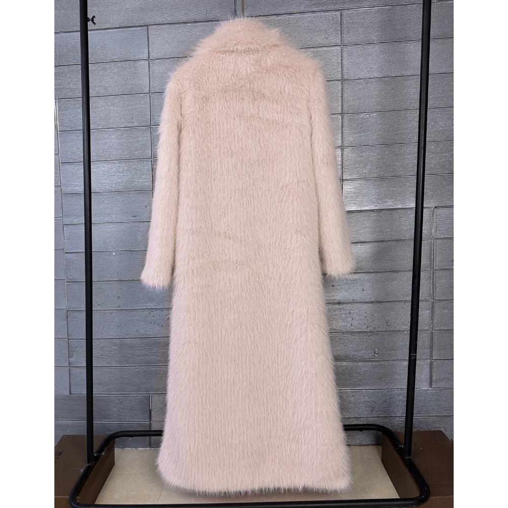 Cappotto in Pelliccia Sintetica da Donna, Pelliccia Sintetica, Modello Lungo, con Collo Imbottito, Cappotto Invernale da Donna Extra Lungo