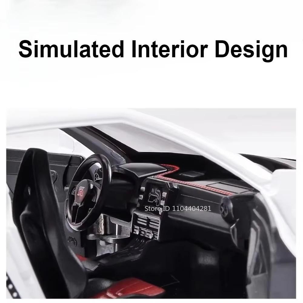 1:24 Maßstab Gtr R34 Modell Spielzeug Diecast Legierung Auto Türen Öffnen Mit Ton Licht Rückzug Miniaturmodelle Fahrzeuge Junge Sammeln Geschenk