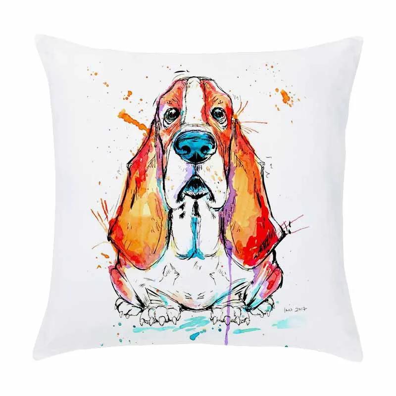 Customizable Home Square Soft Sofa Bed Pillow Cover Painted Dog Decorative Cartoon Puppy