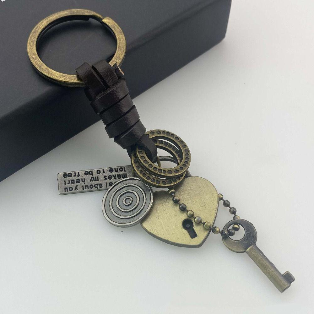 Backpack Hanging Lock Key Leather Key Chain Zinc Zinc Alloy Moon Car Key Ring  Car Decoration