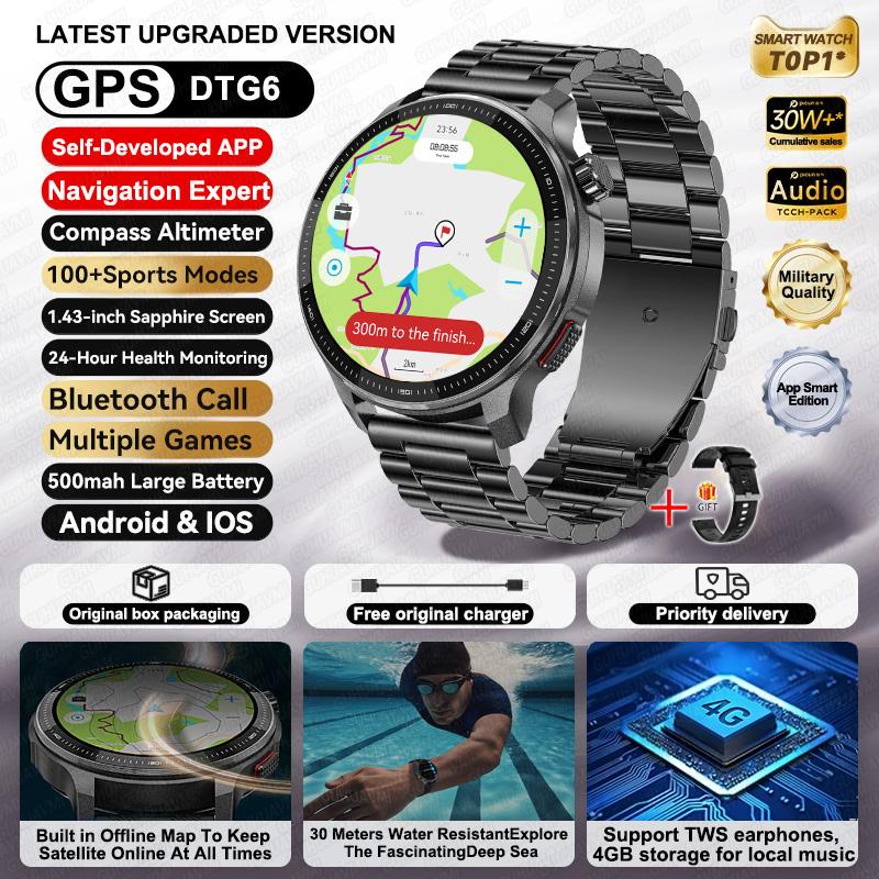 New Fashion GPS Navigation 4GB Big Memory Men Smart Watch APP Download TWS 3D Menu HD Call Sports Smart Watch For Men Women