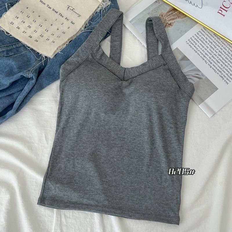 Summer New Style with Chest Cushion Integrated Cup Tank Top for Women Slim Fit and Slimming