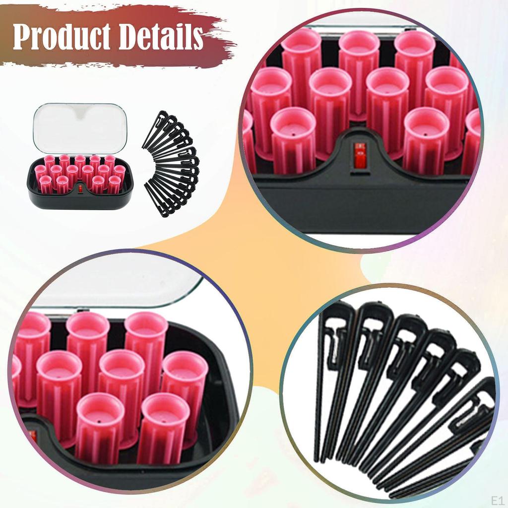 15Pcs Electric Heated Hair Rollers Fast Heating 130-160°C with Clips Easy To Carry