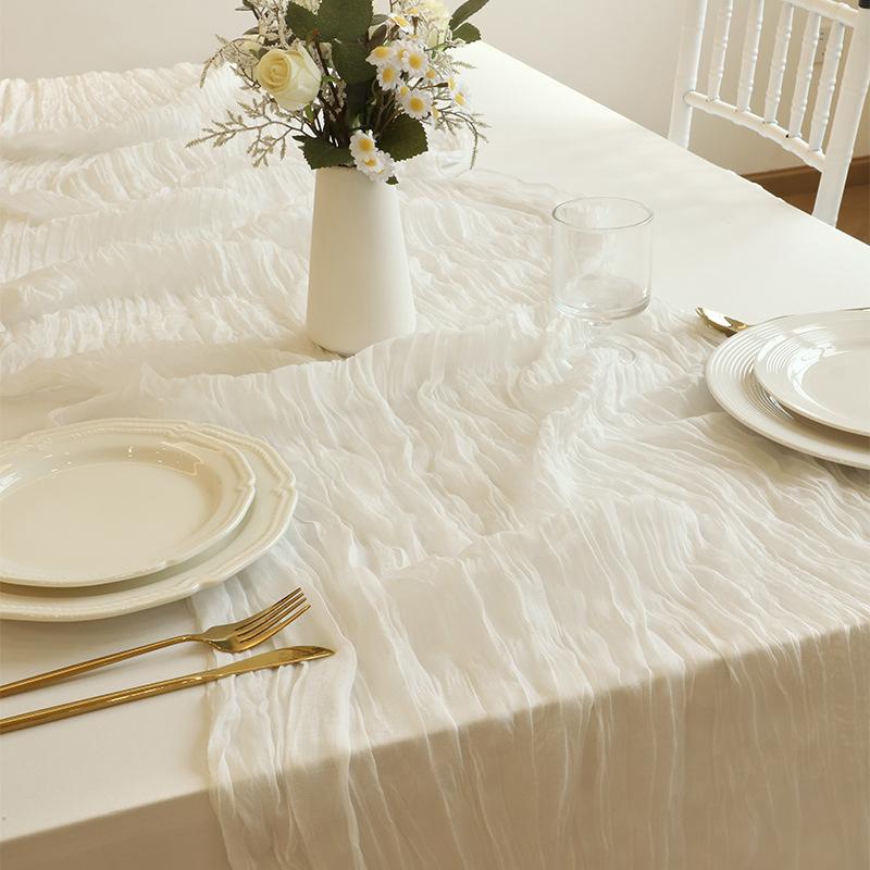 

Bohemian Ruffled Table Runner - Crinkle Twist Style Table Flag for Wedding & Party Decor 90x180cm