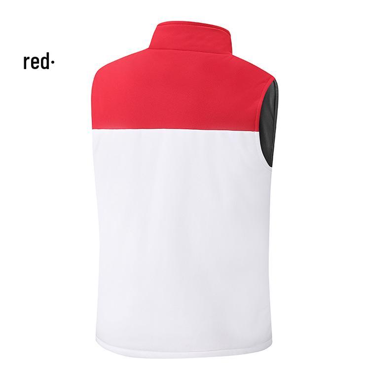 Unisex Color-Blocked Martial Arts Coach Vest with Stand Collar for Autumn/Winter.