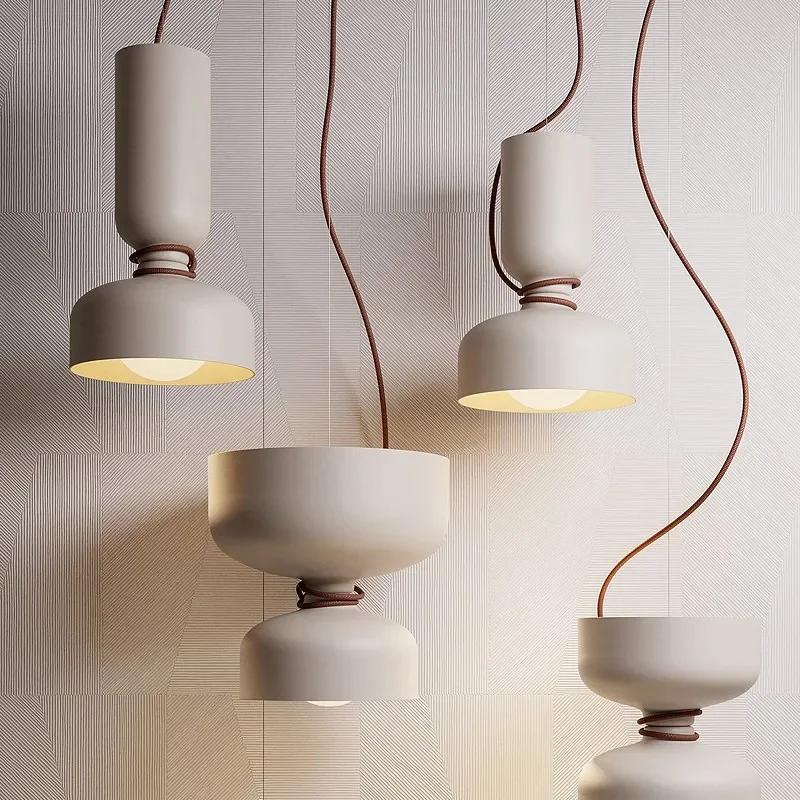 Nordic Modern Restaurant Pendant Light Iron Black White Retro Bar Bedroom Living Room Pendent Lamp Decoration Lighting Fixtures